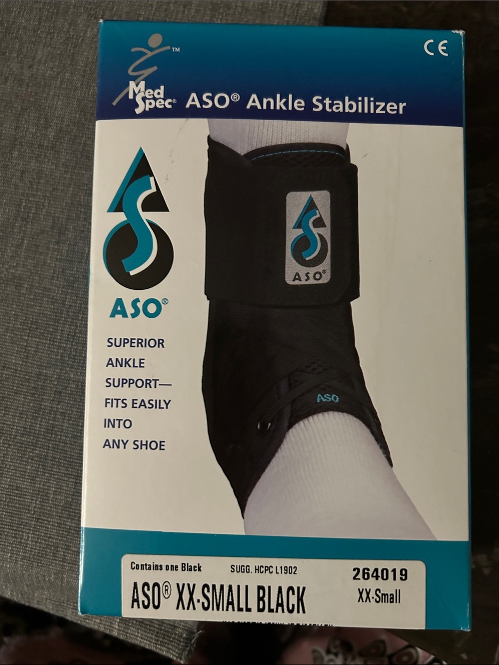 MedSpec ASO Ankle Stabilizer - Black with Teal Logo
